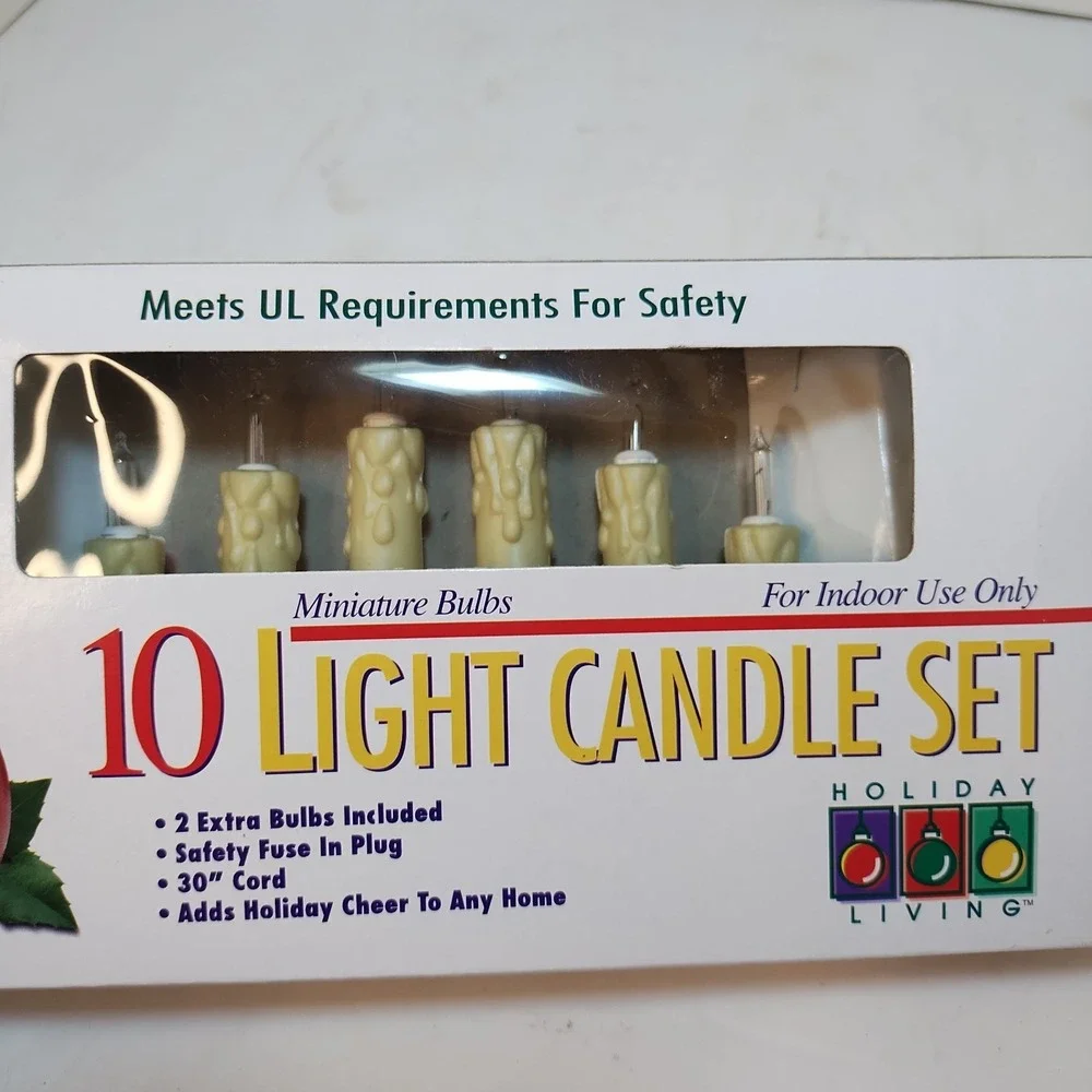 Vintage Christmas 10‎ Light Candle Set Candolier Retro Traditional NEW